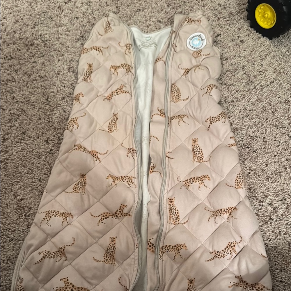 Soft Beige Leopard Quilted Kids Sleep Sack